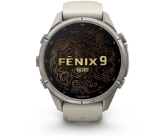 Išmanusis laikrodis Garmin fenix 9 Pro – inReach, 43mm, Titanium with Fog Pilkas/Dark Sandstone Silicone Band