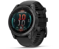 Išmanusis laikrodis Garmin Fenix E, 47 mm, AMOLED, Pilkai melsvos spalvos plienas, Juodo silikono dirželis