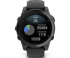 Išmanusis laikrodis Garmin Fenix E, 47 mm, AMOLED, Pilkai melsvos spalvos plienas, Juodo silikono dirželis