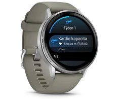 Išmanusis laikrodis Garmin Venu 4 - 45 mm, Sidabrinis / Sidabrinis Gray silicone strap