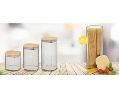 KELA Glass jar with bamboo lid NEA, 1,5 l