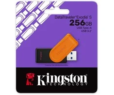 KINGSTON 256GB Portable USB 3.2 Gen 1 DataTraveler Exodia S Juodas/Oranžinis