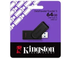 KINGSTON 64GB Portable USB 3.2 Gen 1 DataTraveler Exodia S Juodas/Juodas