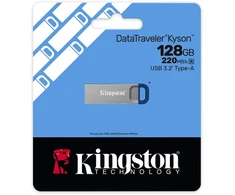 Kingston Technology DataTraveler 128GB Kyson 220MB/s Metal USB 3.2 Gen 1, 128 GB, USB Type-A, 3.2 Gen 1 (3.1 Gen 1), 220 MB/s, Capless, Nerūdijantis plienas