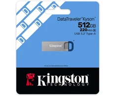 Kingston Technology DataTraveler 512GB Kyson 220MB/s Metal USB 3.2 Gen 1, 512 GB, USB Type-A, 3.2 Gen 1 (3.1 Gen 1), 220 MB/s, Capless, Nerūdijantis plienas