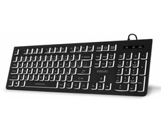 EVOLVEO klaviatūra K1010, tyli, laidinė USB, foninis apšvietimas, CZ+SK, juoda