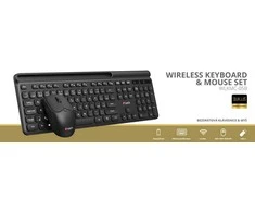 Klaviatūra ir pelė C-Tech C-TECH klaviatūra su myszą WLKMC-05B Bezprzewodowy komplektas 2.4GHz CZ Juodas