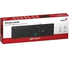 Genius Slimstar M200 Copilot klaviatūra su laidu (USB) CZ/SK, juoda
