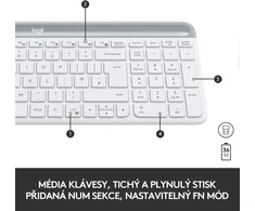 Klaviatūra Logitech Slim Belaidis rinkinys MK470, Baltas - CZ/SK
