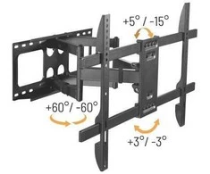 Fellowes „Brateck“ ištraukiamas laikiklis LPA69-466 televizoriui, 37–80 colių, 60 kg, reguliuojamas, tvirtas sieninis laikiklis