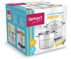 Makaronų puodas su dangteliu Lamart LTSS2417 8L nerūdijančio plieno