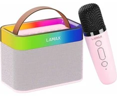LAMAX KaraokeKid1 nešiojama kolonėlė su mikrofonu rožinės spalvos