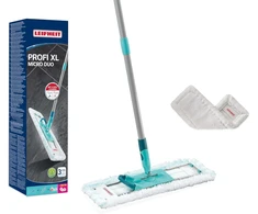 Leifheit grindų šepetys su sulankstoma rankena dėžutėje Profi XL micro duo 42cm + pakaitinė šluostė Profi XL Superduster 42cm