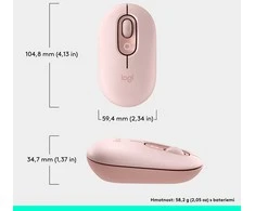 LOGITECH POP pelė su jaustukais – ROSE – BT – EMEA28i-935 – FY25,TERRA