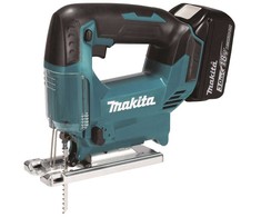 akumuliatorinė dėlionė 18V, 65mm, Makita [DJV186SFJ] 2x3,0Ah, LXT + komplektas 5 pjūklo geležtės