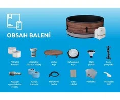Mspa Pripučiamas sodo SPA, 6 asmenims, su hidromasažu, šildymu ir ozono valymu, rudas ir juodas SPA, lauko sūkurinė vonia