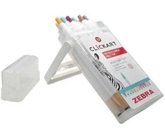 Markers "Clickkart", 12 colours, 0,6 mm, squeezing mechanism, ZEBRA 2718