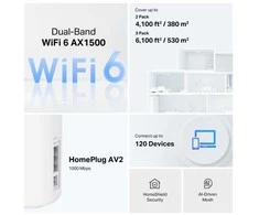 Maršrutizatorius TP-Link Deco PX10 (3 vnt. pakuotė) AX1500 AV1000 elektros linijų tinklo sistema