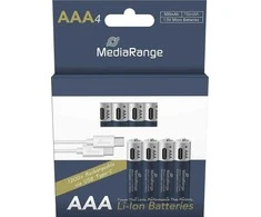 MediaRange Rechargeable USB-C Li-Ion Baterija Micro AAA, 1.5V, 500 mAh, 4pcs