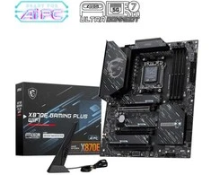 Pagrindinė plokštė MSI X870E GAMING PLUS WIFI | Procesorių šeima AMD | Procesoriaus lizdas AM5 | DDR5 UDIMM | Palaikomos standžiojo disko sąsajos SATA, M.2 | SATA jungčių skaičius 4