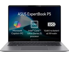 Nešiojamas kompiuteris ASUS NTB ExpertBook P5 (P5405CSA-ULTRA7X), Ultra 7-258V, 14", 2560 x 1600, 32 GB, 1 TB SSD, Intel Arc, W11 Pro, pilka