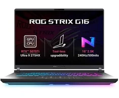 Nešiojamas kompiuteris ASUS NTB ROG Strix G16 (G615LR-NEBULA006W), Ultra 9-275HX, 16" 2560 x 1600, 32GB, 1TB SSD, RTX 5070Ti, W11 Home, Gray