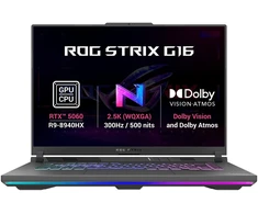 Nešiojamas kompiuteris ASUS NTB ROG Strix G16 (G614PM-TS150WZ), Ryzen 9 8940HX, 16" 2560 x 1600, 32GB, 1TB SSD, RTX 5060, W11 Home, Gray