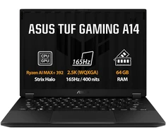 Nešiojamas kompiuteris ASUS NTB TUF Gaming A14 (FA401EA-RG062WZ), Ryzen AI MAX+ 392, 14" 2560 x 1600, 64 GB, 1 TB SSD, Radeon, W11 Home, Gray