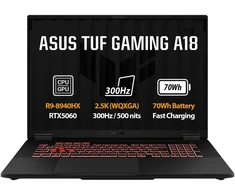 Nešiojamas kompiuteris ASUS NTB TUF Gaming A18 (FA808PP-TT010WZ), „Ryzen 9 8940HX“, 18", 2560 x 1600, 32 GB, 1 TB SSD, RTX 5070, W11 Home, pilkas