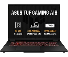 Nešiojamas kompiuteris ASUS TUF Gaming A18 (FA808UP-S9086WZ), Ryzen 7 260, 18" 1920 x 1200, 16GB, 512GB SSD, RTX 5070, W11 Home, Gray