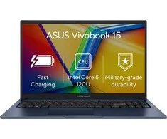 Nešiojamas kompiuteris ASUS NTB Vivobook 15 (X1504VA-BQ3047W), Core 5 120U, 16 GB, 512 GB SSD, Intel, W11 Home, tyli mėlyna