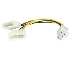 PremiumCord Molex x2 - PCIE 6 kontaktų, 0,15m, geltona (kn-9)