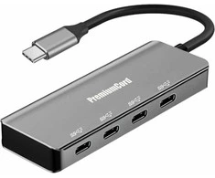 HUB USB PremiumCord PREMIUMCORD Hub USB-C su 4x USB 3.2 Typ-C, 5G SuperSpeed, Aliuminis
