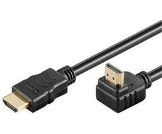 PremiumCord HDMI High Speed+Ethernet cable, auksinis-plated 90° curved connector 5m