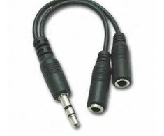 Kabelis PremiumCord Jack 3.5mm - Jack 3.5mm x2 0.1m juoda (kjR- 02A)