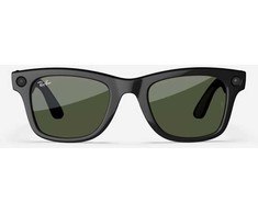 Išmanieji akiniai RayBan Meta Wayfarer, juodi rėmeliai ir žali lęšiai