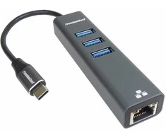 PREMIUMCORD USB-C adapteris su Gigabit 10/100/1000Mbps + 3x USB3.0 jungtis