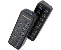 PREMIUMCORD Hub USB 3.2, 7 prievadų su prievadų jungikliais, 5G SuperSpeed, juoda