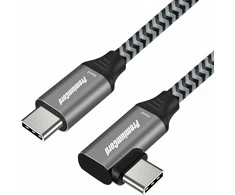 PREMIUMCORD Lenktas USB-C laidas (USB 3.2 Gen 2, 3A, 60W, 20Gbit/s), aliuminio jungčių dangteliai, 2m