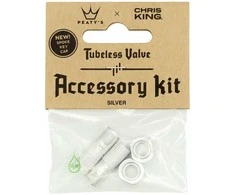 PEATY'S X CHRIS KING (MK2) Sidabrinis TUBELESS VALVES ACCESSORY KIT