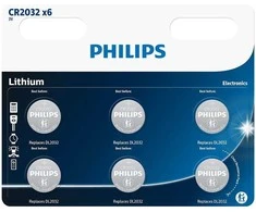 PHILIPS CR2032P6/01B Minicells Baterija, Lithium (6pcs)