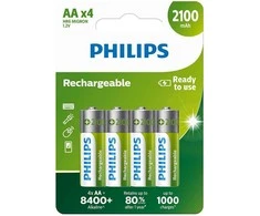 PHILIPS R6B4A210/10 AA Rechargeable Batteries (4pcs)