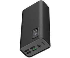 Išorinė baterija POWER BANK Platinet 30000mAh (4xUSB; 1xType-C; QC3.0 22,5W) juoda