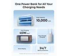 „Anker Nano“ išorinė baterija, 45 W, su integruotu ištraukiamu USB-C laidu | A1638H21 | 10000 mAh | Baltas