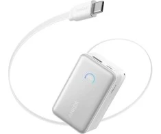 „Anker Nano“ išorinė baterija, 45 W, su integruotu ištraukiamu USB-C laidu | A1638H21 | 10000 mAh | Baltas