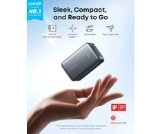 „Anker Nano“ išorinė baterija, 45 W, su integruotu ištraukiamu USB-C laidu | A1638H11 | 10000 mAh | Juodas