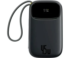 Baseus EnerFill FC31 Powerbank su ekranu ir USB-C bei Lightning kabeliais 45W Juoda