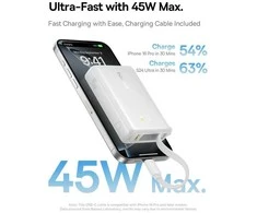 Powerbank Baseus PicoGo Digital Ekranas 10000mAh 45W (balta)