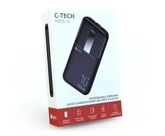 C-tech Powerbank 10000mAh, Li-Pol, 22,5W, USB-C/USB-A/micro USB