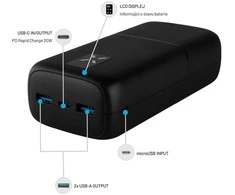 Fixed Fiksuota išorinė baterija „Zen 30 su“ su LCD ekranu ir PD išvestimi 20 W, 30 000 mAh, juoda